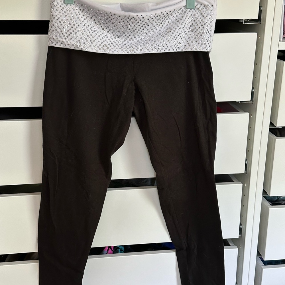 Victoria Secret Pink Black and White Rhinestone Leggings